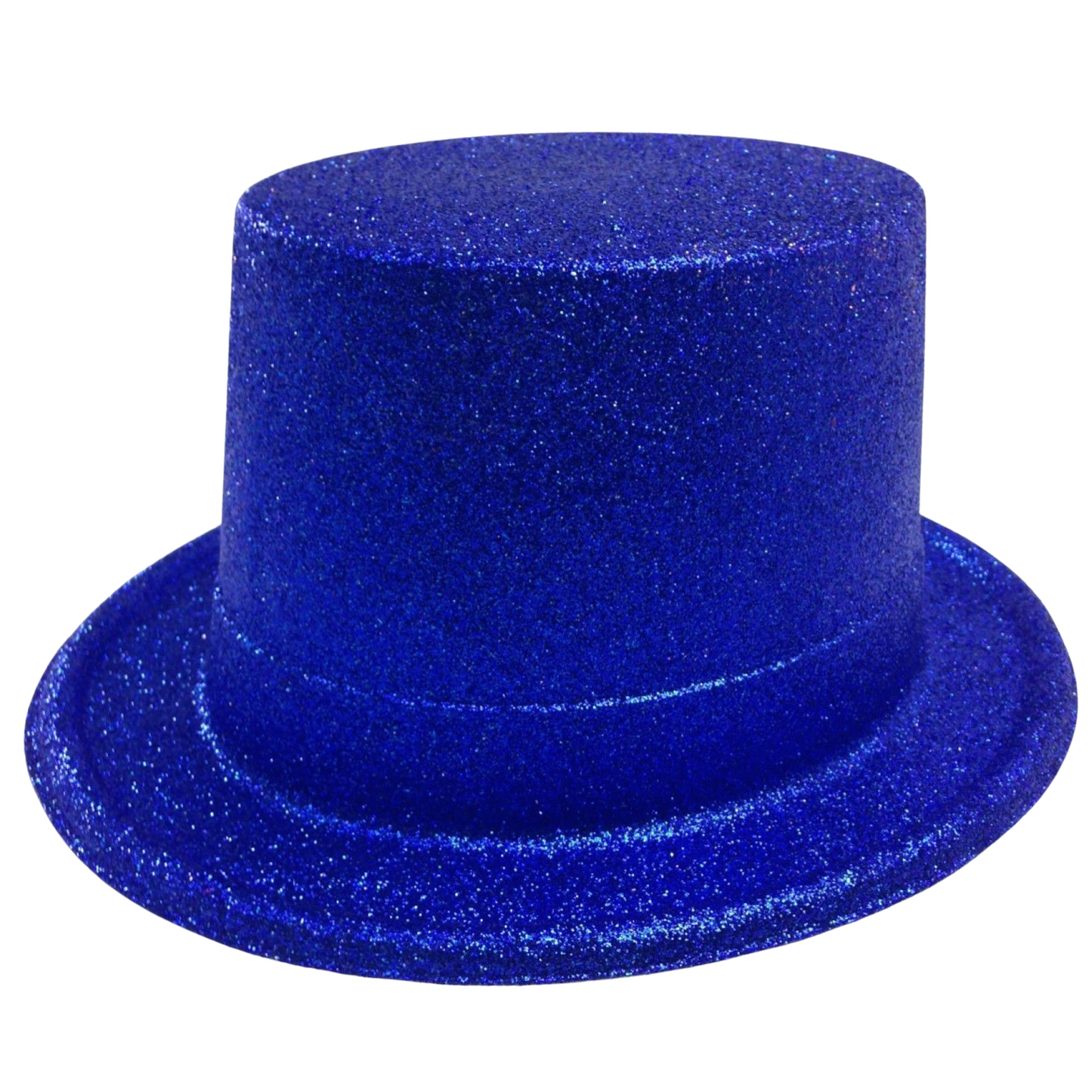 GLITTER TOP HAT Fancy Party Plastic Costume Tall Cap Fun Dress Up Sparkle - Blue-0