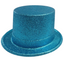 GLITTER TOP HAT Fancy Party Plastic Costume Tall Cap Fun Dress Up Sparkle - Sky Blue-0