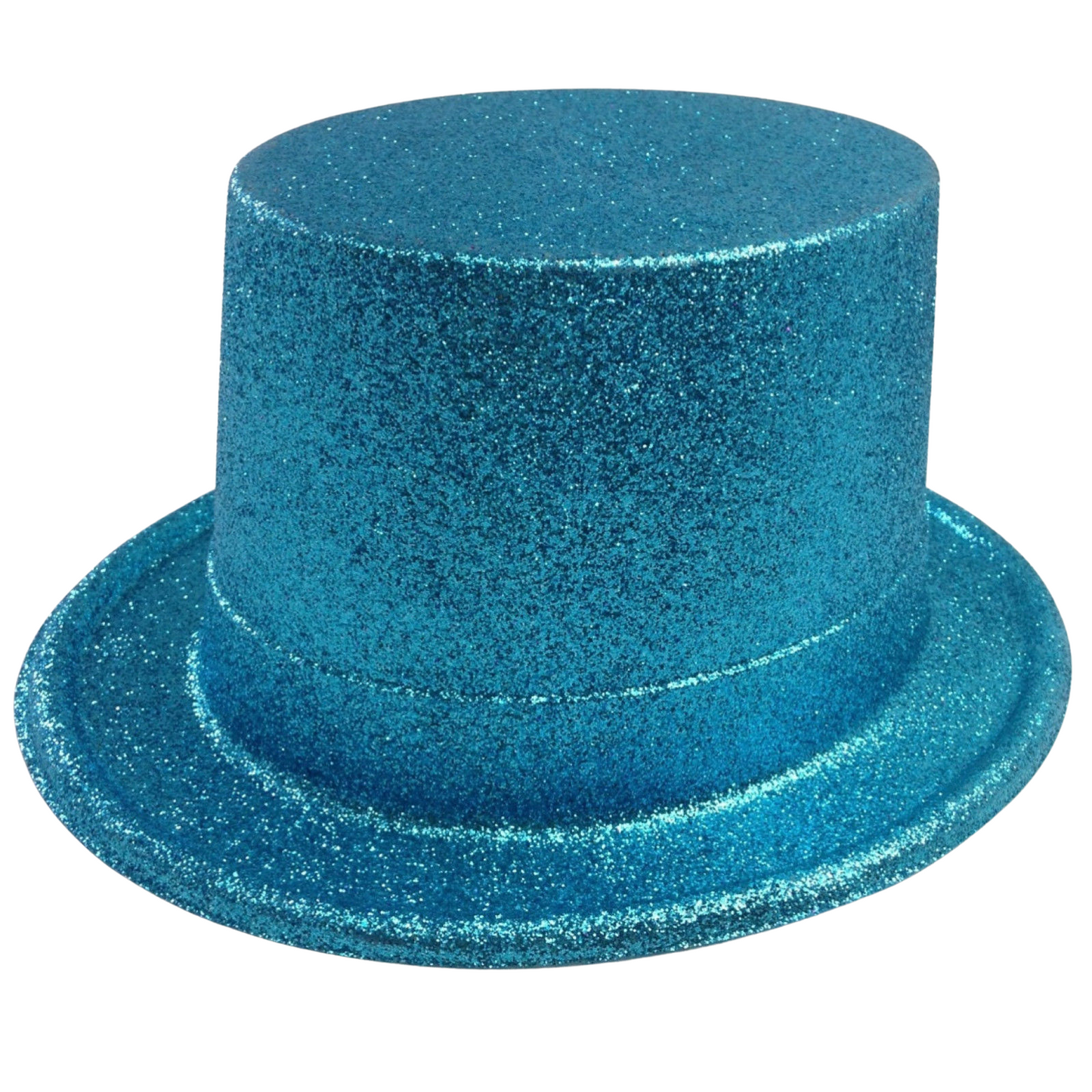 GLITTER TOP HAT Fancy Party Plastic Costume Tall Cap Fun Dress Up Sparkle - Sky Blue-0