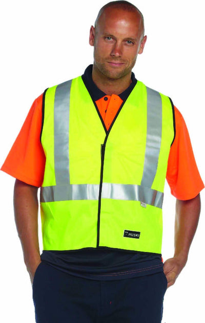 HUSKI Hi Vis Patrol Vest 3M Reflective Tape Safety Workwear High Visibility - Yellow - L-0