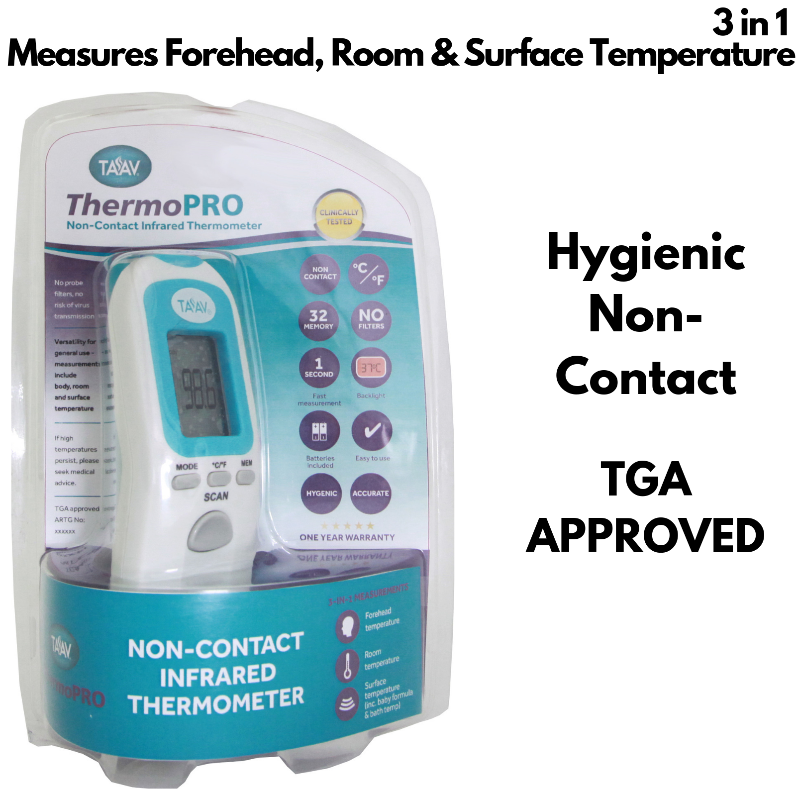 VeraTemp Non-Contact Baby Thermometer Infrared LCD IR-4