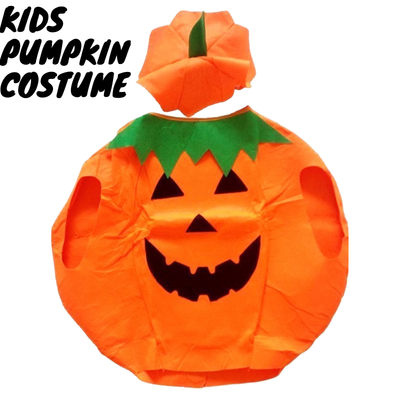 KIDS PUMPKIN COSTUME Halloween Unisex Fancy Dress Up Party Orange Vegetable-1