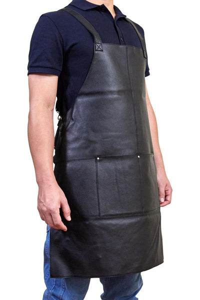 Pierre Cardin Professional Leather Apron Butcher Woodwork Hairdressing Barber Chef - Black-0