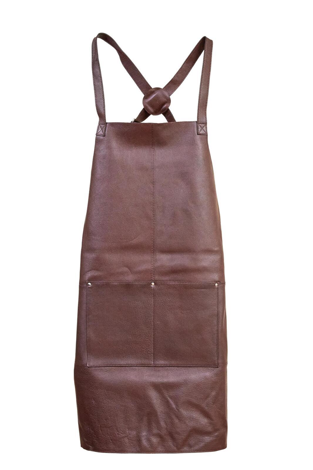 Pierre Cardin Professional Leather Apron Butcher Woodwork Hairdressing Barber Chef - Brown-4