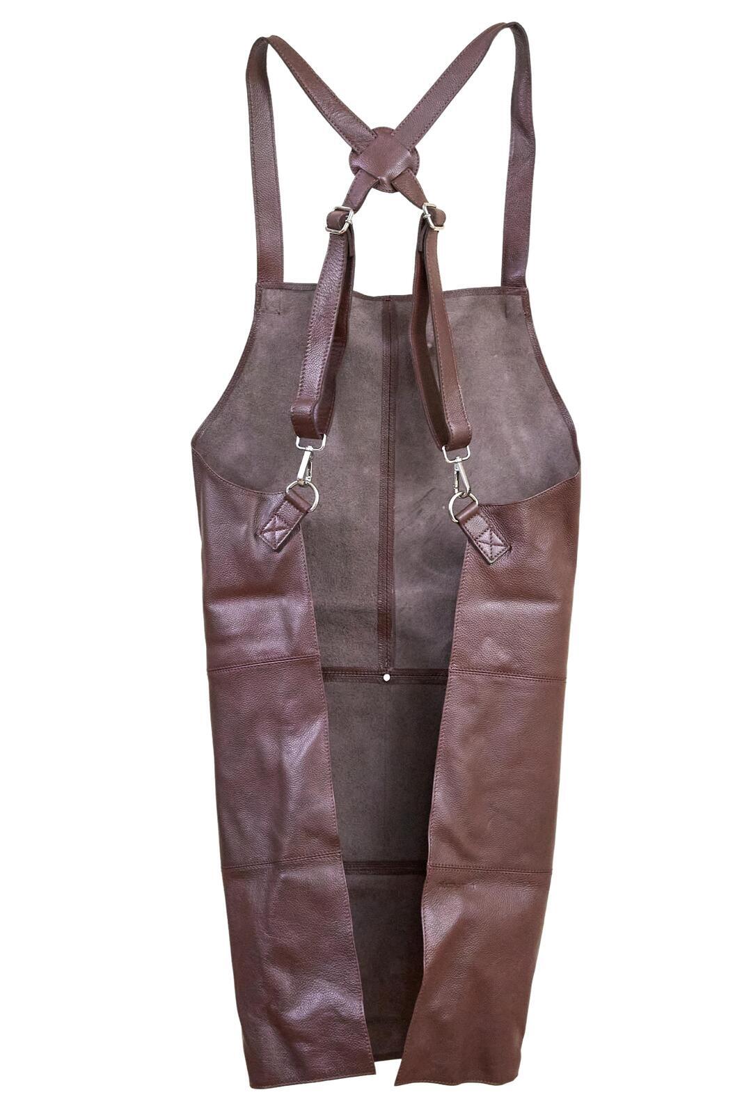 Pierre Cardin Professional Leather Apron Butcher Woodwork Hairdressing Barber Chef - Brown-5