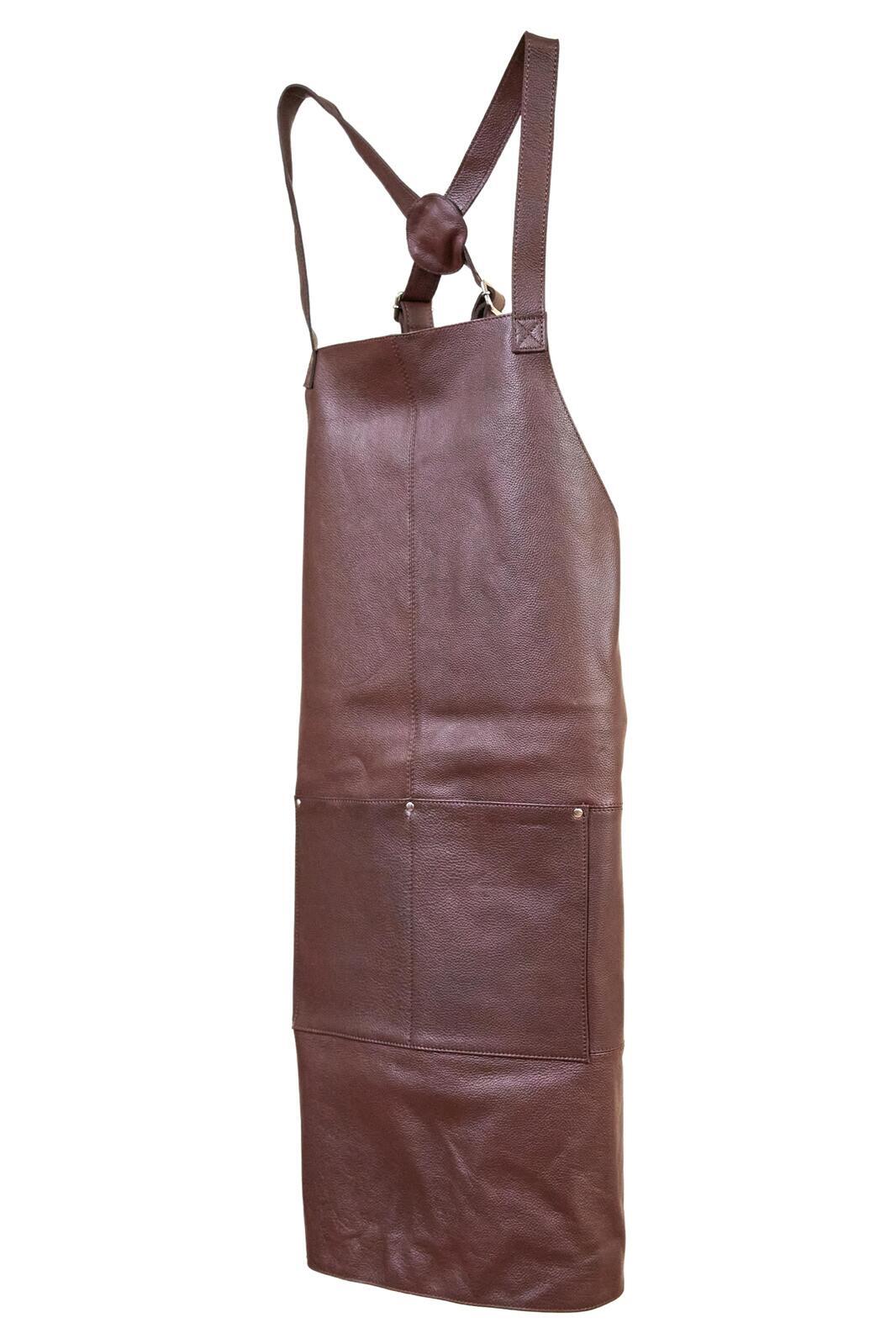 Pierre Cardin Professional Leather Apron Butcher Woodwork Hairdressing Barber Chef - Brown-11