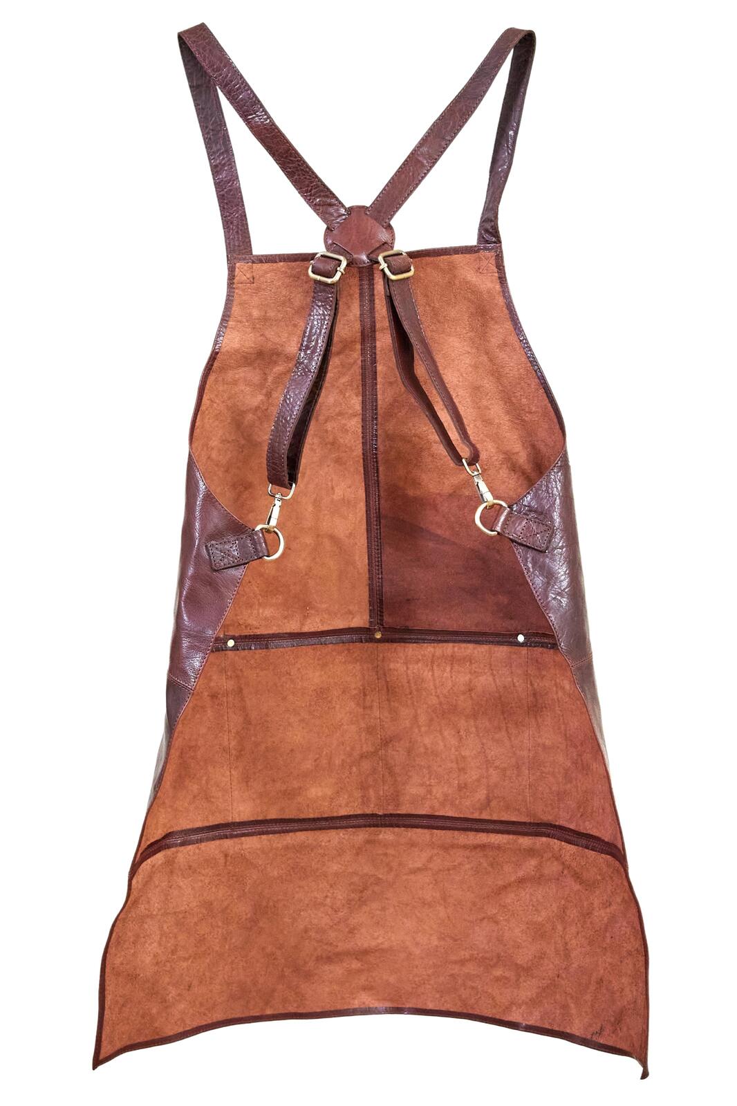 Pierre Cardin Professional Leather Apron Butcher Woodwork Hairdressing Barber Chef - Chestnut-5