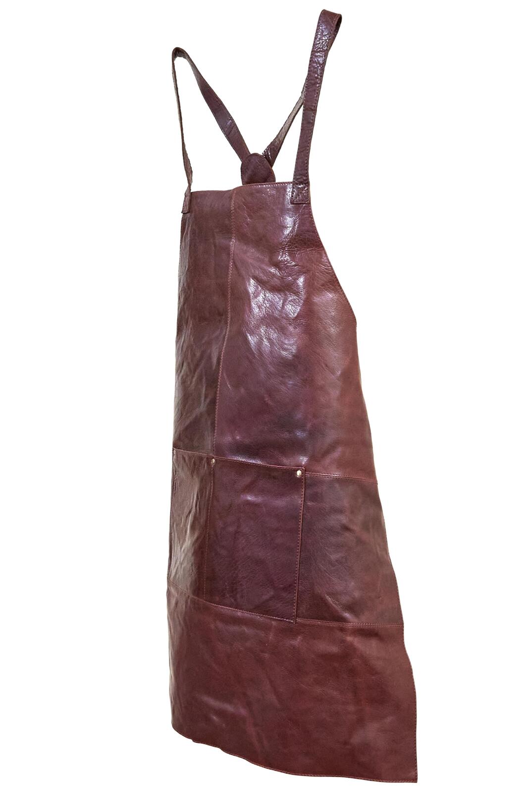 Pierre Cardin Professional Leather Apron Butcher Woodwork Hairdressing Barber Chef - Chestnut-9