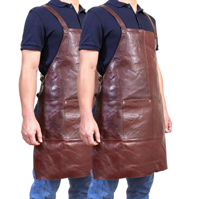 2x Pierre Cardin Professional Leather Apron Butcher Woodwork  Barber - Chestnut-0