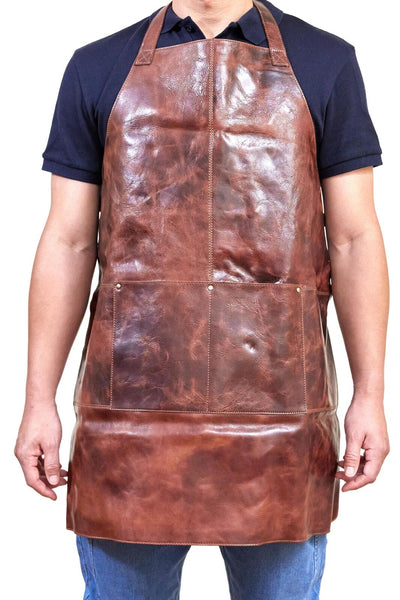 Pierre Cardin Professional Leather Apron Butcher Woodwork Hairdressing Barber Chef - Cognac-1