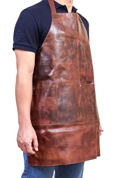 Pierre Cardin Professional Leather Apron Butcher Woodwork Hairdressing Barber Chef - Cognac-2