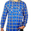 Mens Cotton Flannelette Shirt w Jersey Hood Long Sleeve Flannel - Spanish Blue - 3XL-0