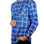 Mens Cotton Flannelette Shirt w Jersey Hood Long Sleeve Flannel - Spanish Blue - 3XL-3