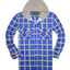 Mens Cotton Flannelette Shirt w Jersey Hood Long Sleeve Flannel - Spanish Blue - 3XL-5