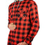 Mens Cotton Flannelette Shirt w Jersey Hood Long Sleeve Flannel - Red/Black - 3XL-4