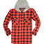 Mens Cotton Flannelette Shirt w Jersey Hood Long Sleeve Flannel - Red/Black - 3XL-5