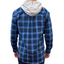 Mens Cotton Flannelette Shirt w Jersey Hood Long Sleeve Flannel - Blue - L-3