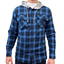 Mens Cotton Flannelette Shirt w Jersey Hood Long Sleeve Flannel - Blue - XL-0