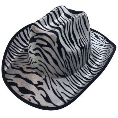 ZEBRA HAT Adult Cowboy Print Wild West Costume Party Fancy Dress Fedora-1