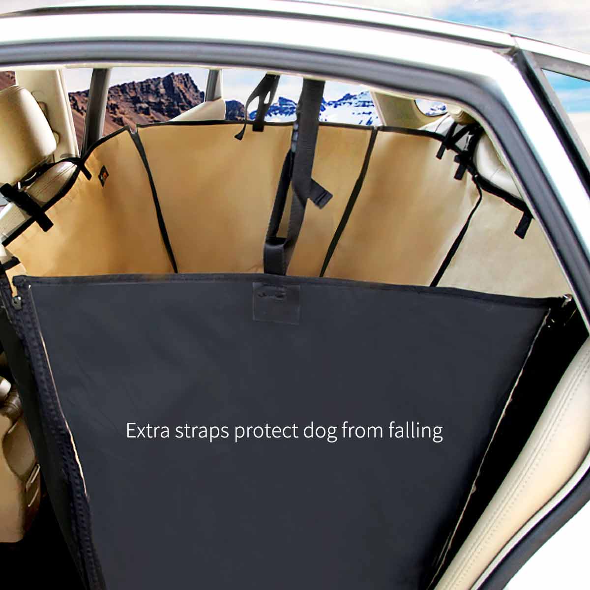 Ondoing Detachable Pet Dog Car Seat Cover Backseat Protector Hammock Waterproof Non-slip Coffee-1