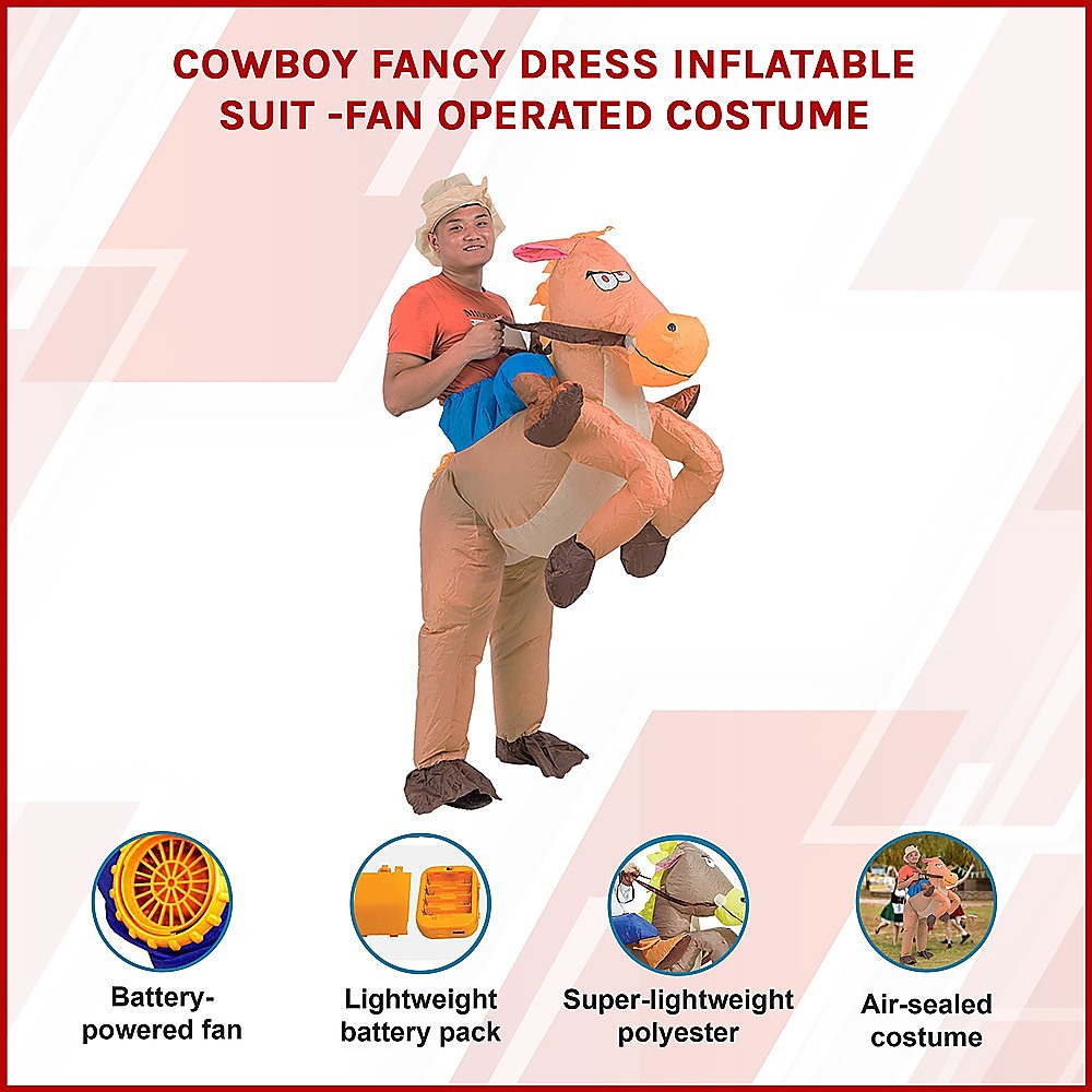 COWBOY Fancy Dress Inflatable Suit -Fan Operated Costume-2