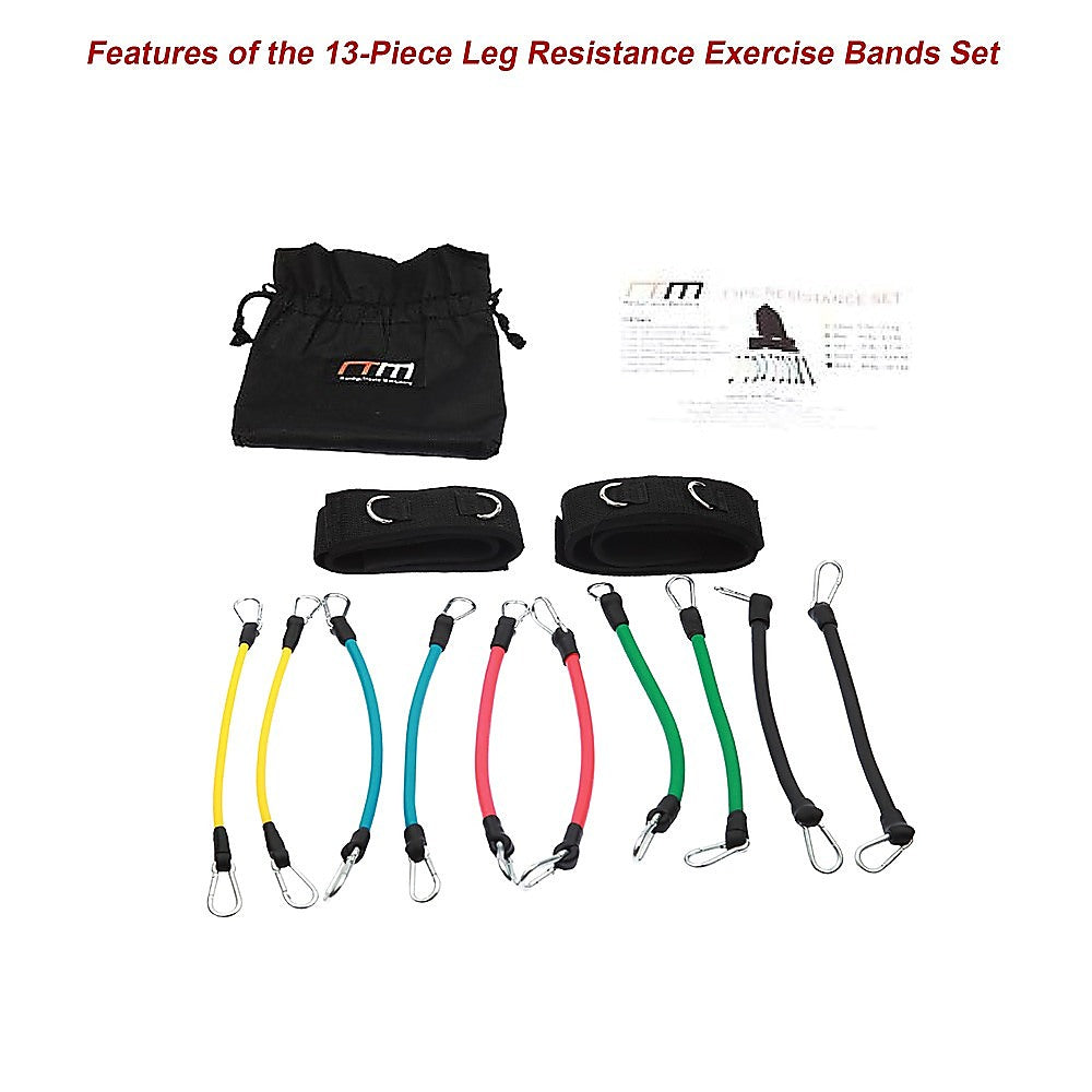 13PC Kinetic Fitness Exercise Resistance Leg Bands Tubes Set-5