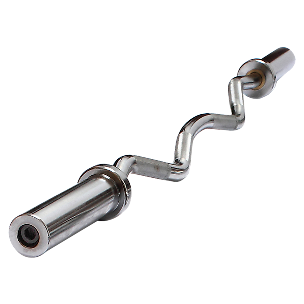 Chrome Olympic Curl Bar Barbell Heavy Duty EZ with Spring Collars-0