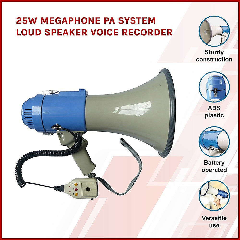 25W Megaphone PA System Loud Speaker Voice Recorder-2