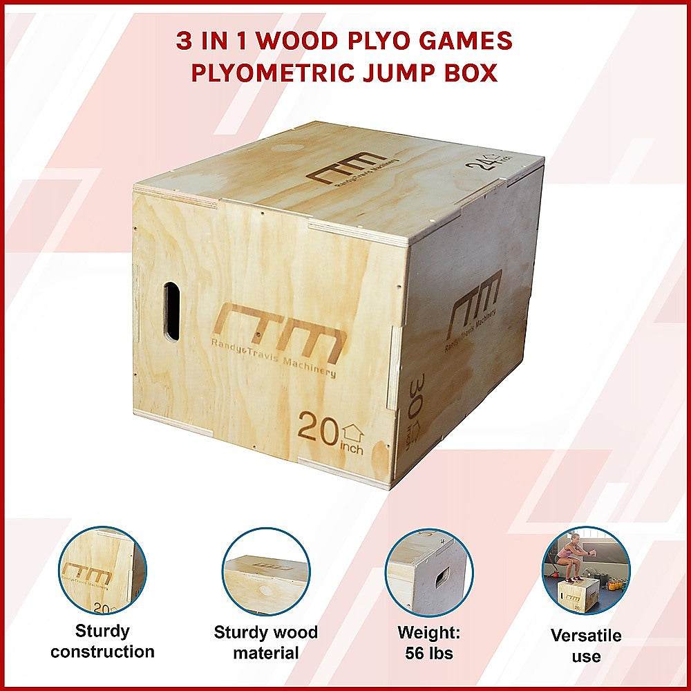 3 IN 1 Wood Plyo Games Plyometric Jump Box-2