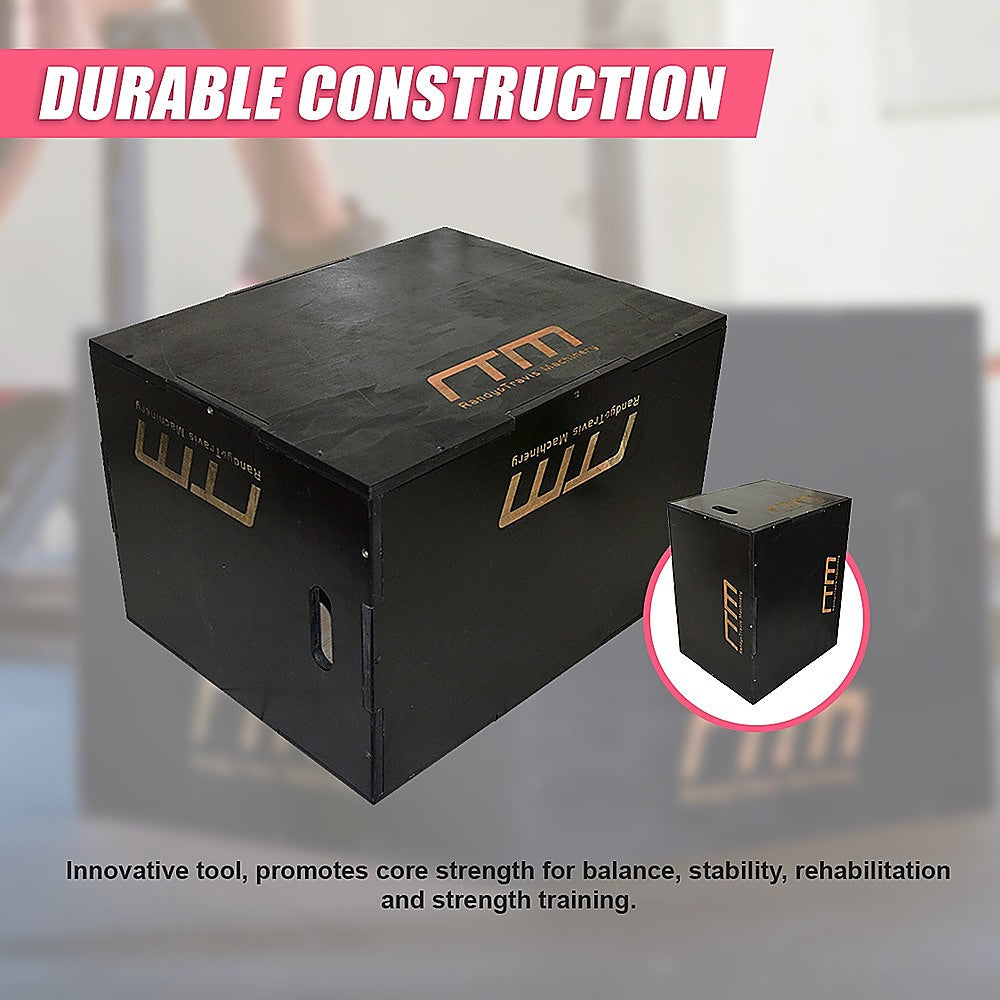 3 IN 1 Black Wood Plyo Games Plyometric Jump Box-6