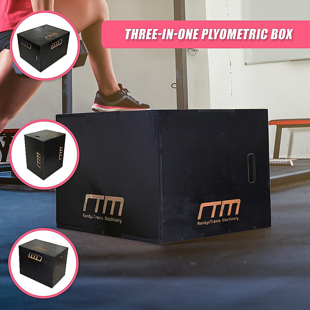 3 IN 1 Black Wood Plyo Games Plyometric Jump Box-7