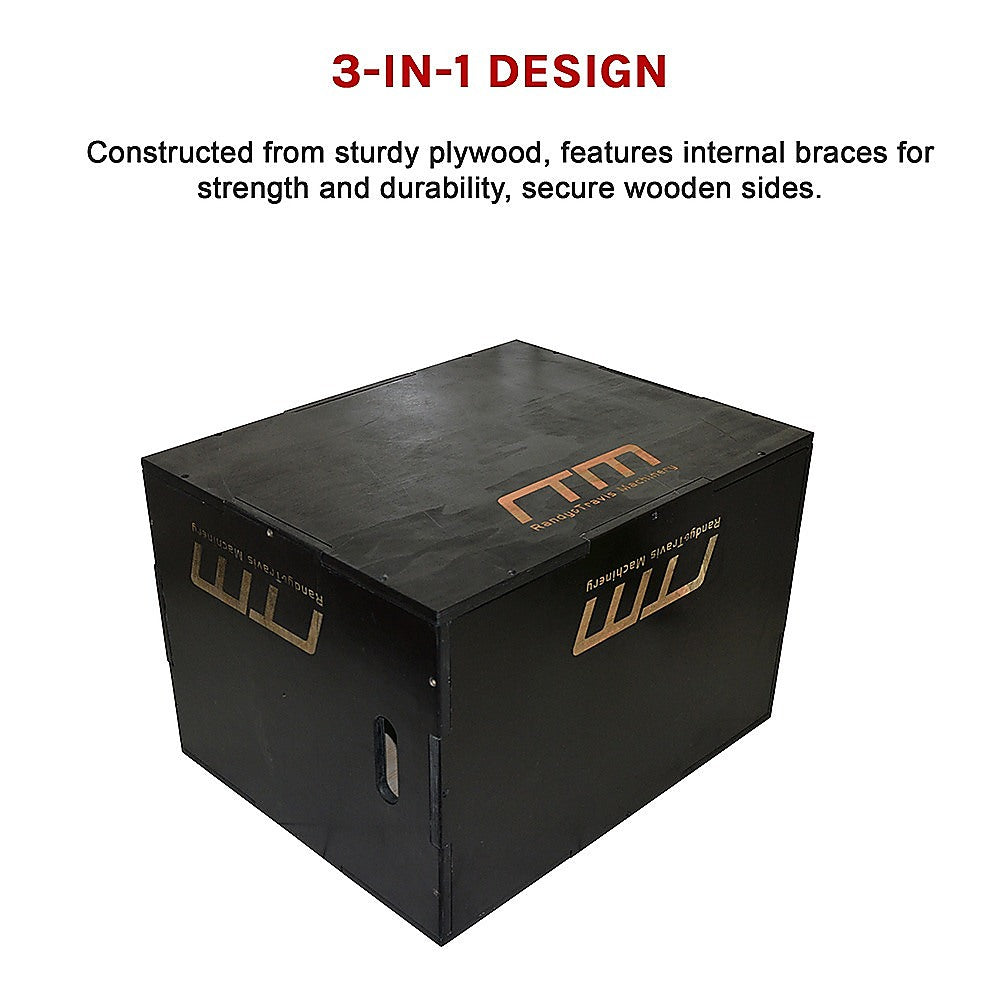 3 IN 1 Black Wood Plyo Games Plyometric Jump Box-10