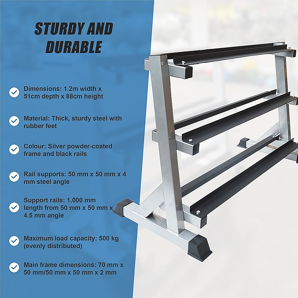 3 Tier Dumbbell Rack for Dumbbell Weights Storage-7