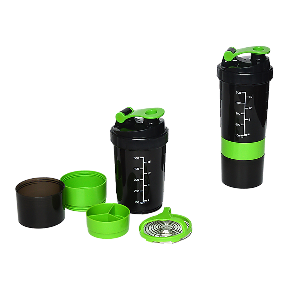 2x Protein Gym Shaker Premium 3 in 1 Smart Style Blender Mixer Cup Bottle Spider-0