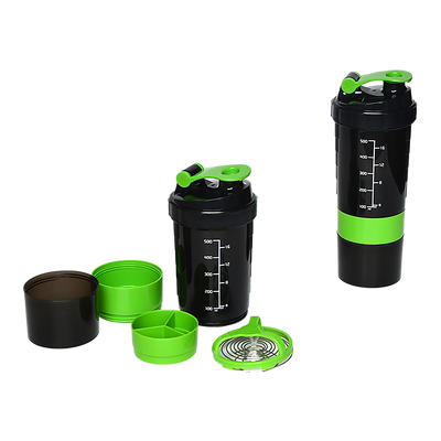 2x Protein Gym Shaker Premium 3 in 1 Smart Style Blender Mixer Cup Bottle Spider-0