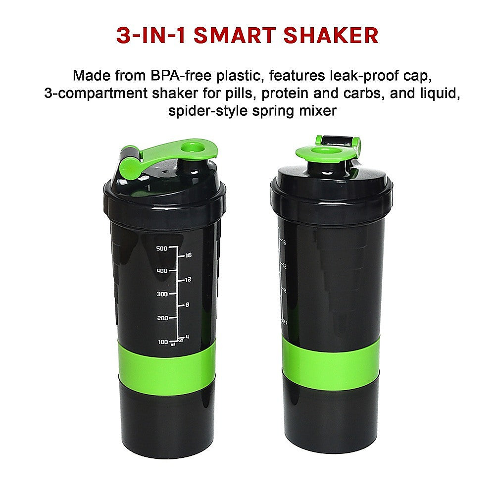 2x Protein Gym Shaker Premium 3 in 1 Smart Style Blender Mixer Cup Bottle Spider-6