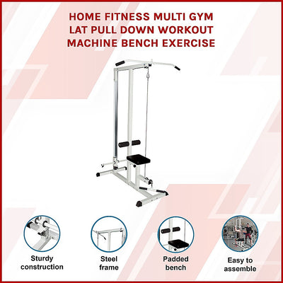 Home Fitness Multi Gym Lat Pull Down Workout Machine Bench Exercise-2