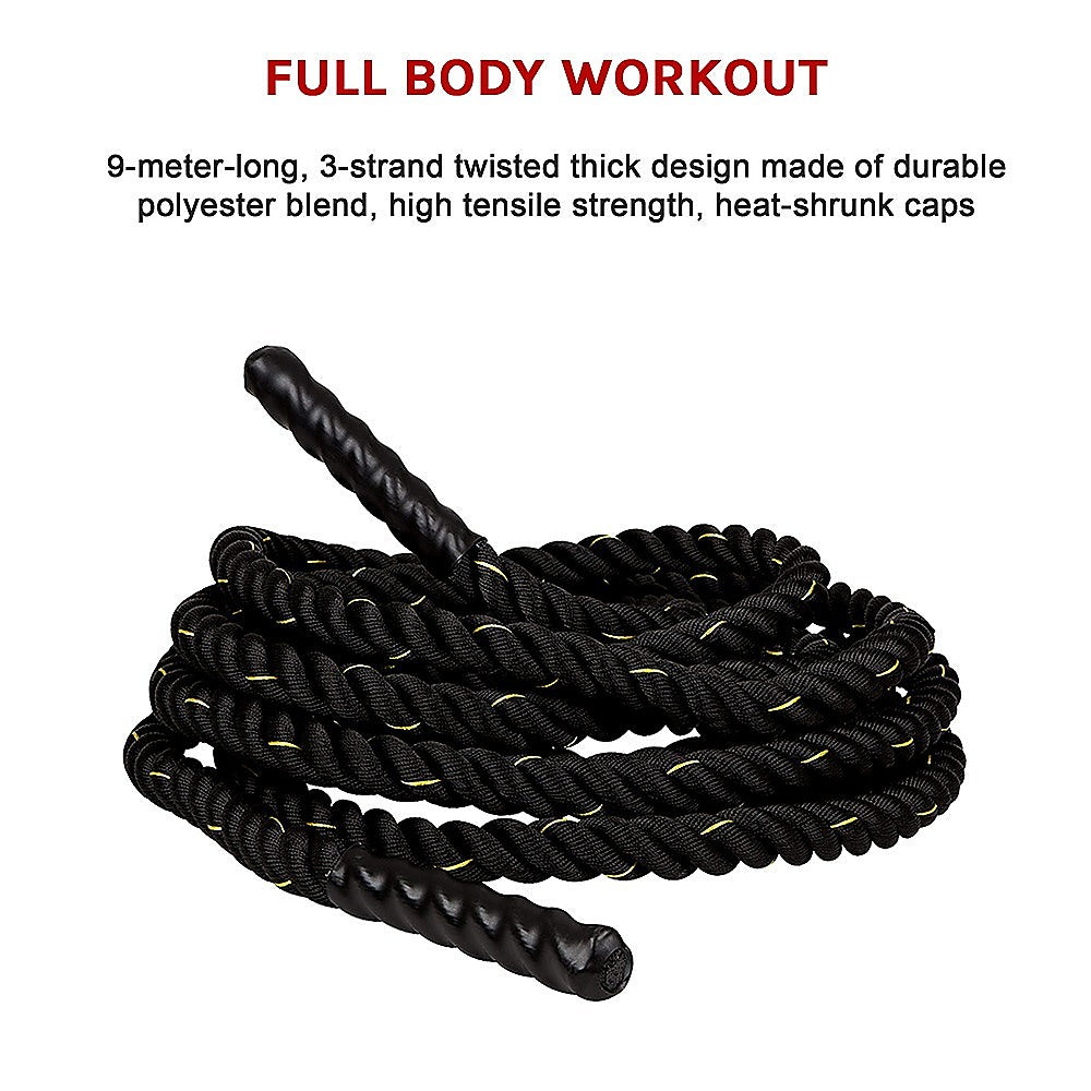 Battle Rope Dia 3.8cm x 9M length Poly Exercise Workout Strength Training-8