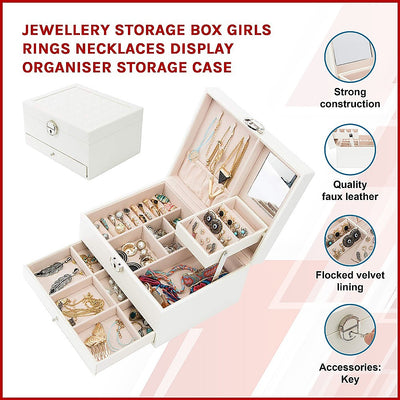 Jewellery Storage Box Girls Rings Necklaces Display Organiser Storage Case-2