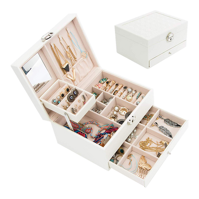 Jewellery Storage Box Girls Rings Necklaces Display Organiser Storage Case-0