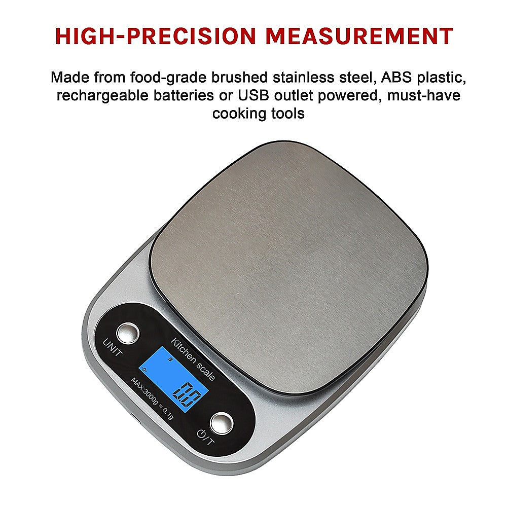 0.1g High Precision Kitchen Scale Rechargable Food Scale Digital 3KG-6