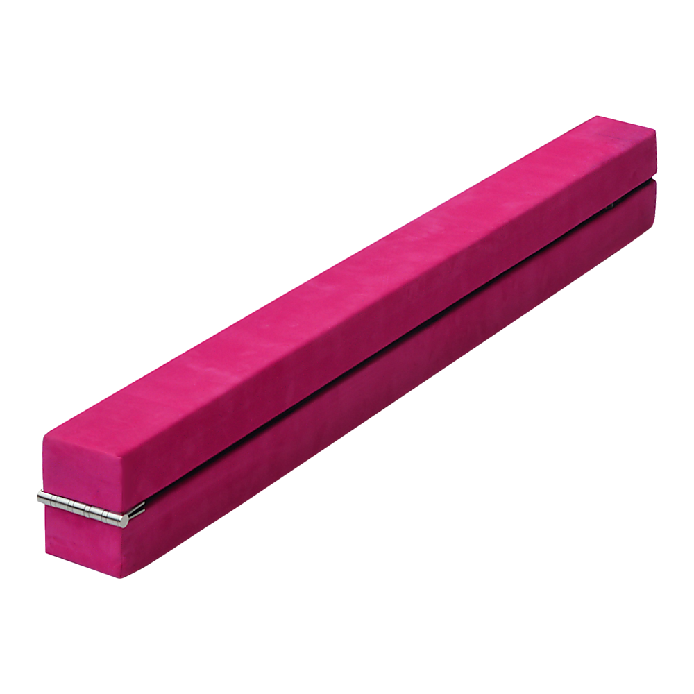 2.2m Gymnastics Folding Balance Beam Pink Synthetic Suede-0