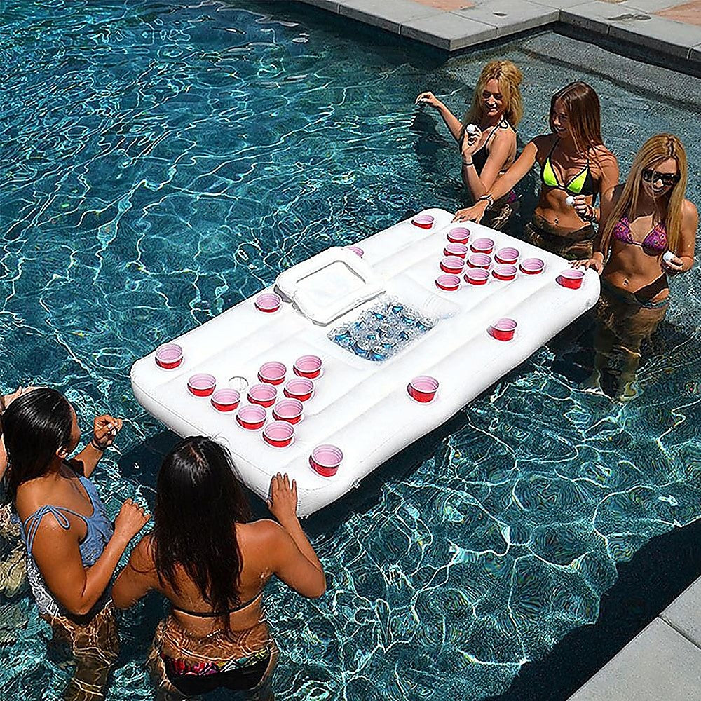 Big PVC Inflatable Beer Pong Raft Floating Pool Party Pong Game Table Lounge Toy-2