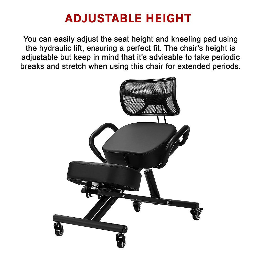 Ergonomic Kneeling Posture Chair with Backrest Adjustable Height and Casters-9