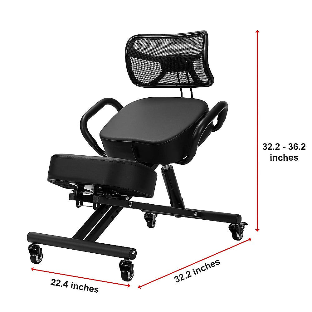 Ergonomic Kneeling Posture Chair with Backrest Adjustable Height and Casters-10