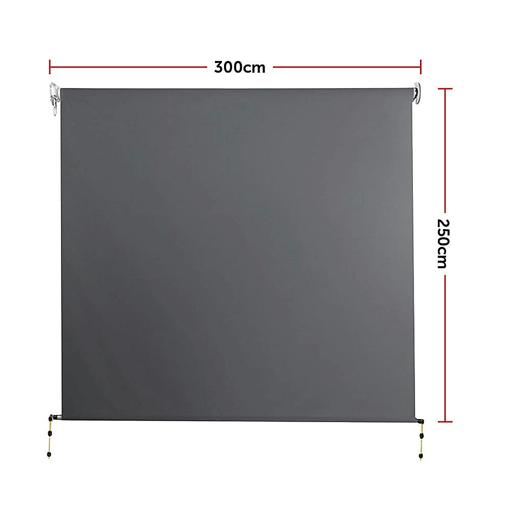 Retractable Straight Drop Roll Down Awning Garden Patio Screen 3.0X2.5M-9