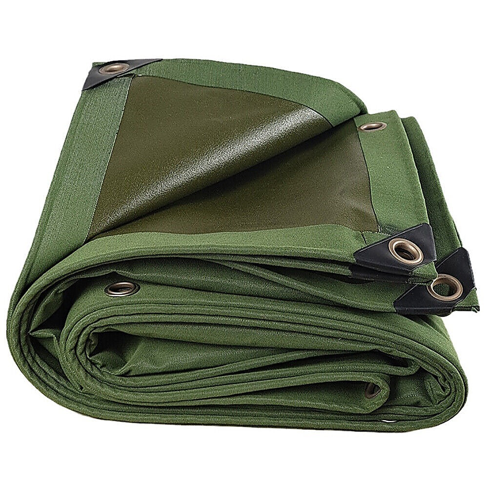 3x4M Army Heavy Duty Waterproof Canvas Tarp Tarpaulin Sun Blocked Dustproof-0