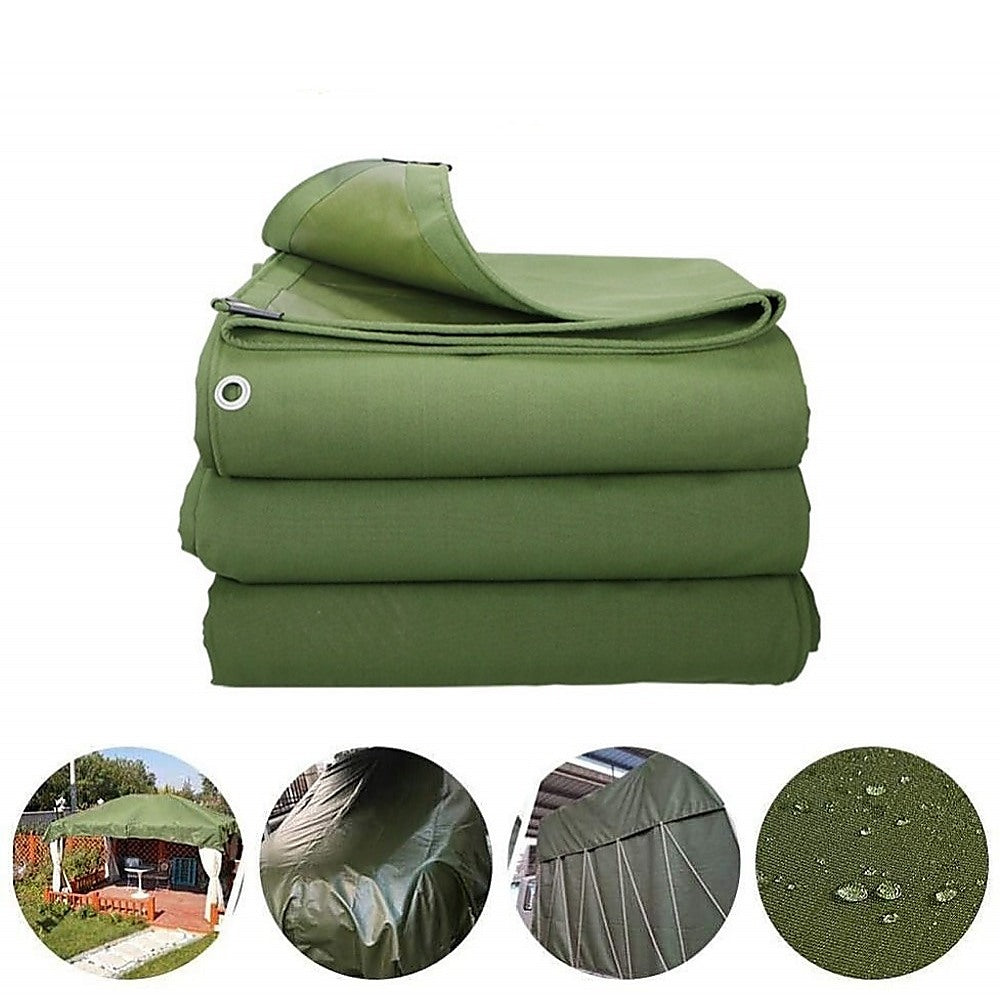 3x4M Army Heavy Duty Waterproof Canvas Tarp Tarpaulin Sun Blocked Dustproof-1