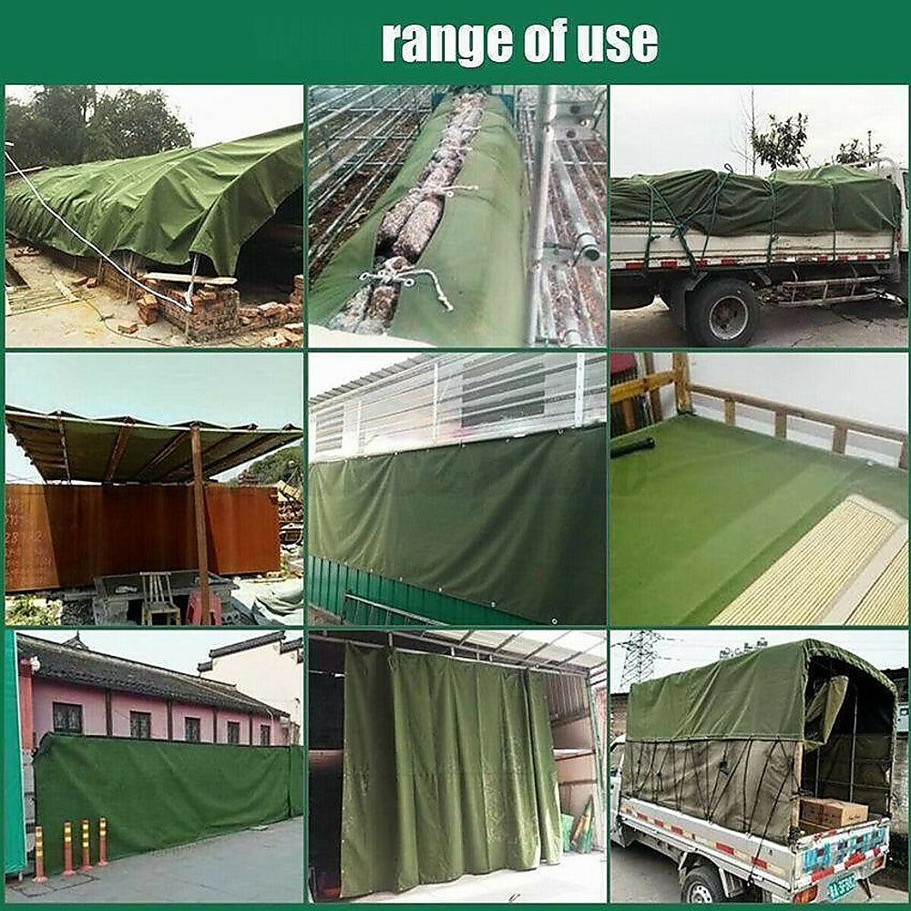 3x4M Army Heavy Duty Waterproof Canvas Tarp Tarpaulin Sun Blocked Dustproof-3