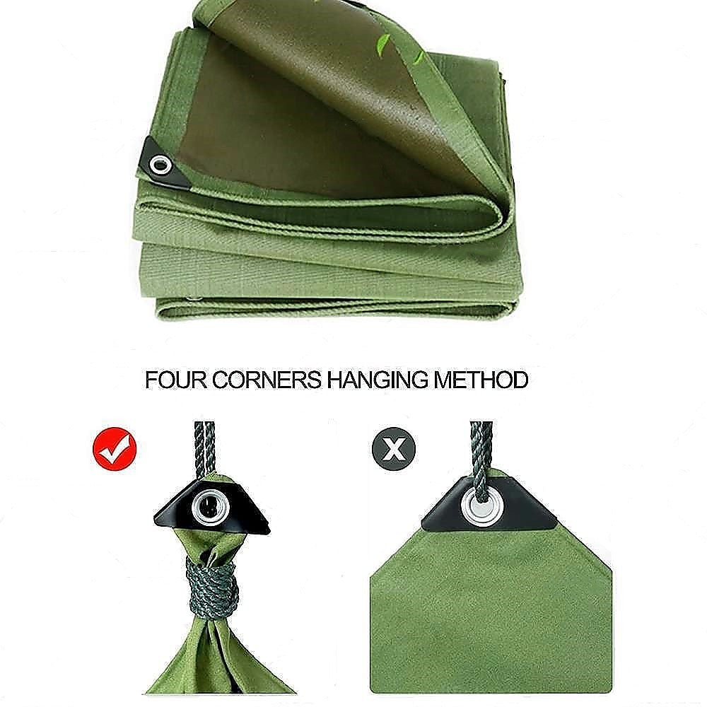 3x4M Army Heavy Duty Waterproof Canvas Tarp Tarpaulin Sun Blocked Dustproof-6